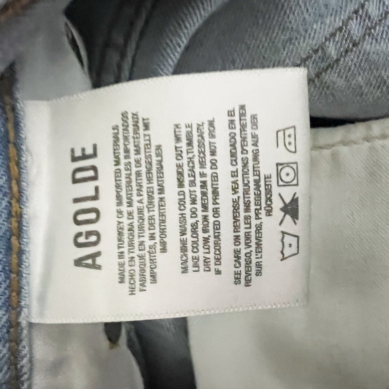 Agolde Women's Ren Cotton High Waisted Fray Raw Edge Hem Denim Jeans Smash 24