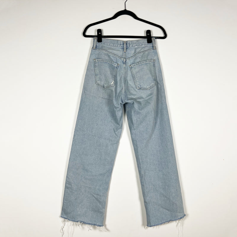 Agolde Women's Ren Cotton High Waisted Fray Raw Edge Hem Denim Jeans Smash 24