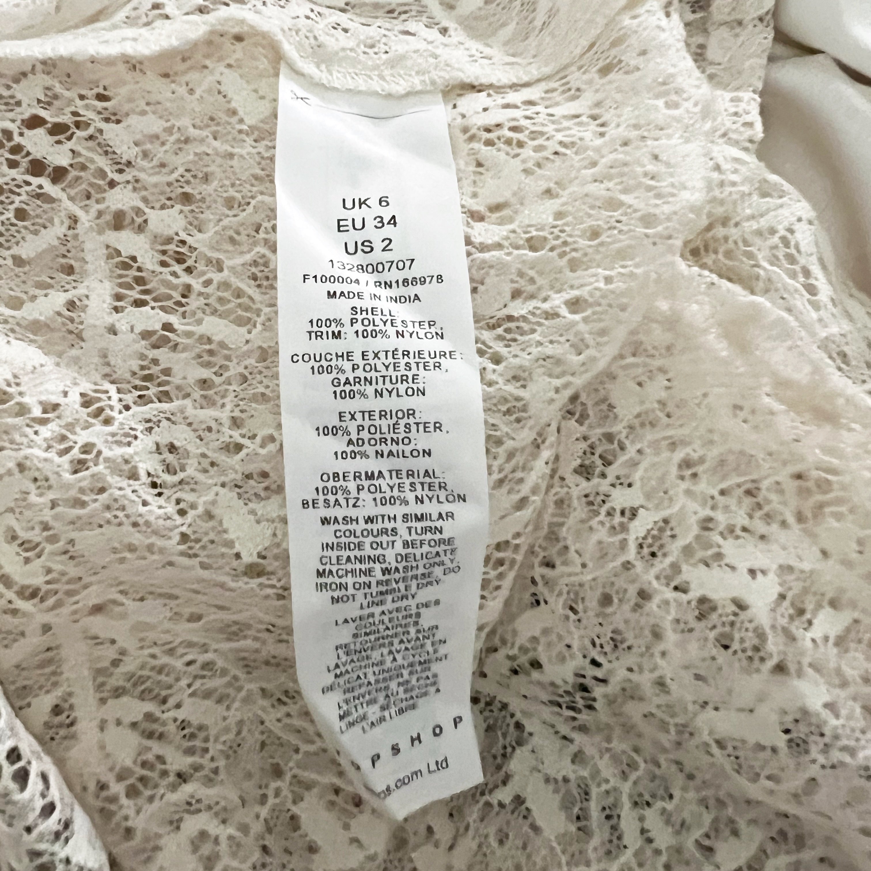 NEW Topshop Ivory Satin Asymmetrical Hem Sheer Lace Straight Slip Skirt 2