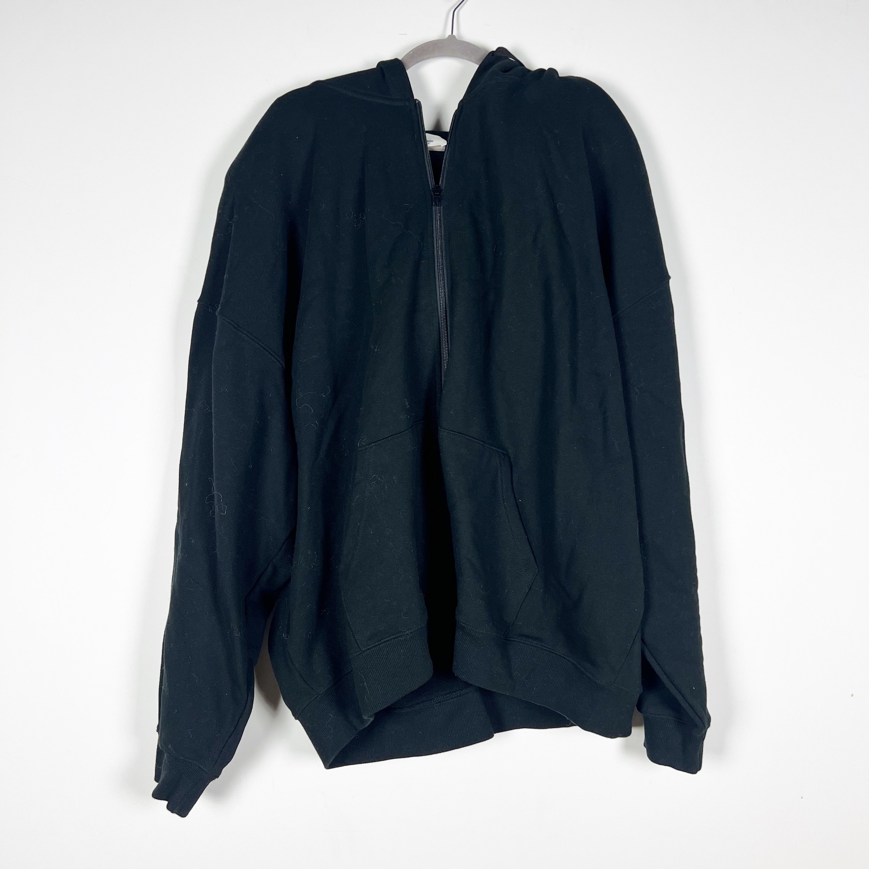 Frankie Shop Women's Cotton Terry Lined Full Zip Hooded Sweatshirt Jacket Black