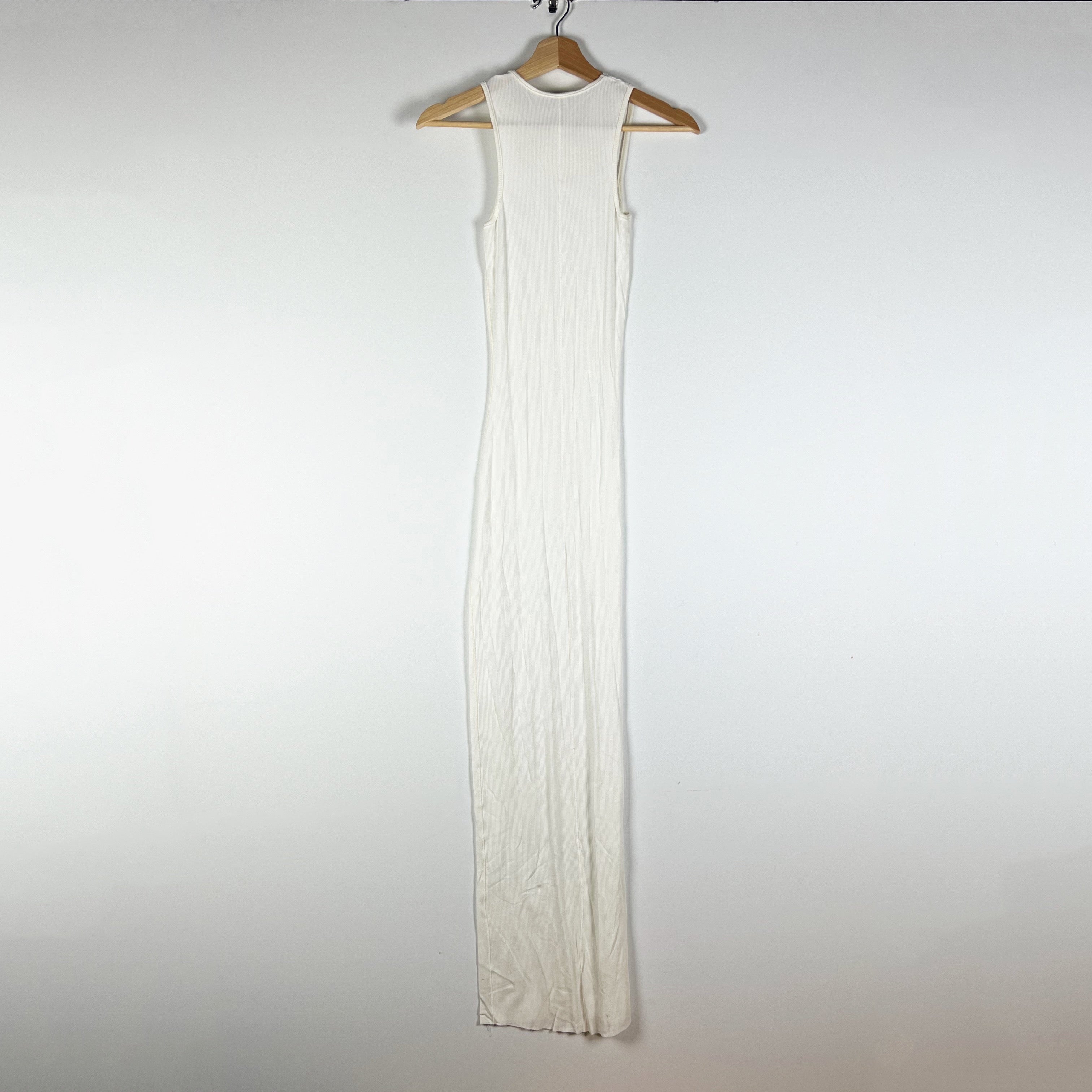 SKIMS Soft White Lounge Ribbed Stretch Cut Out Scoop Neck Sleeveless Maxi Dress