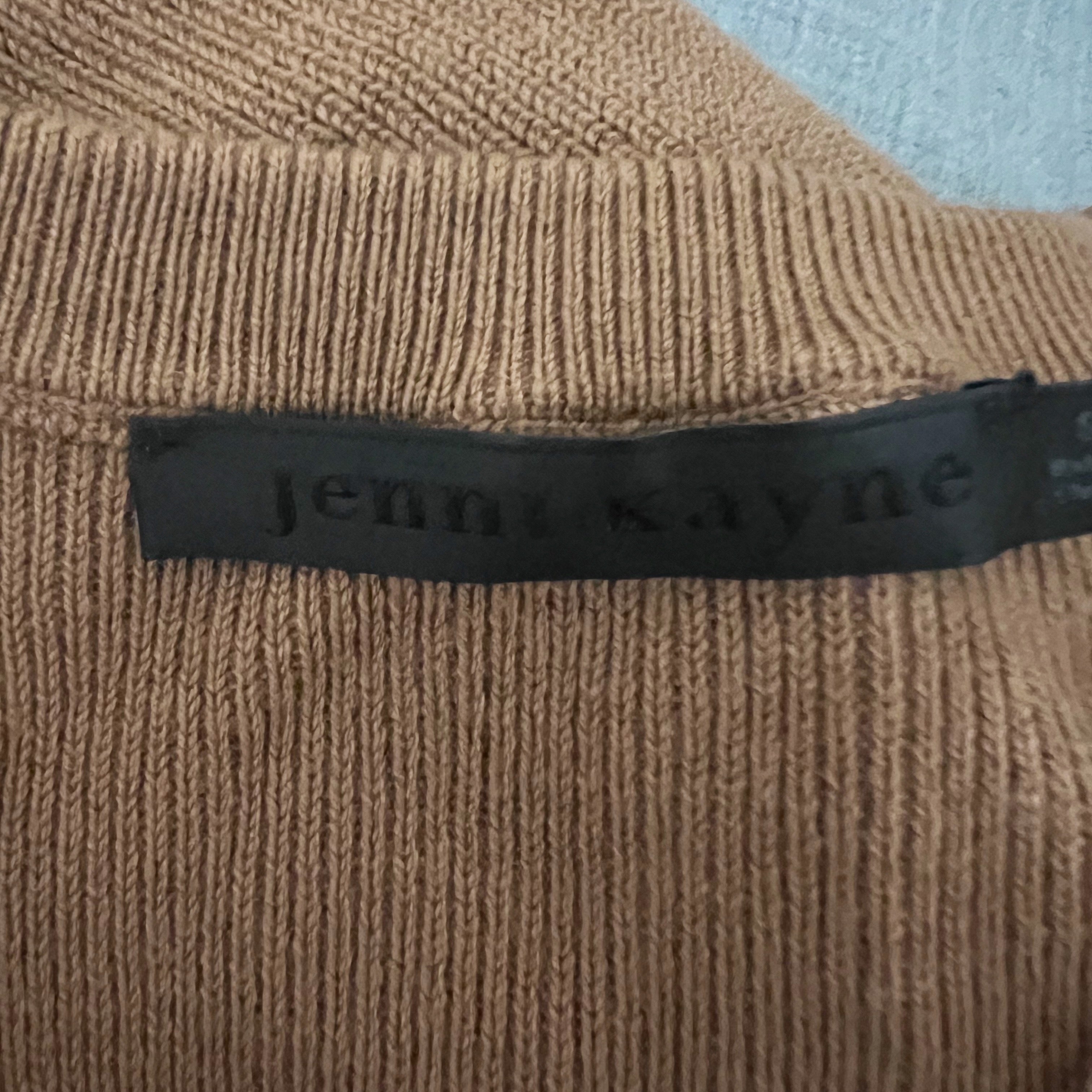 Jenni Kayne Cotton Cashmere Ribbed Knit Stretch Scoop Neck Sweater Dress Brown S