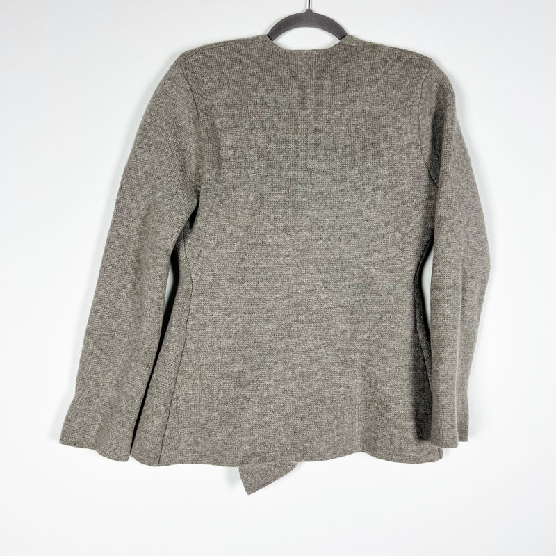NEW Zara Wool Blend Stretch Knit One Button Cardigan Sweater Gray Small