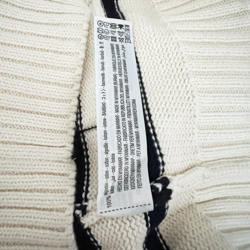 Zara Women's Cotton Knit Stretch Funnel Neck spread Collar Striped Sweater Small