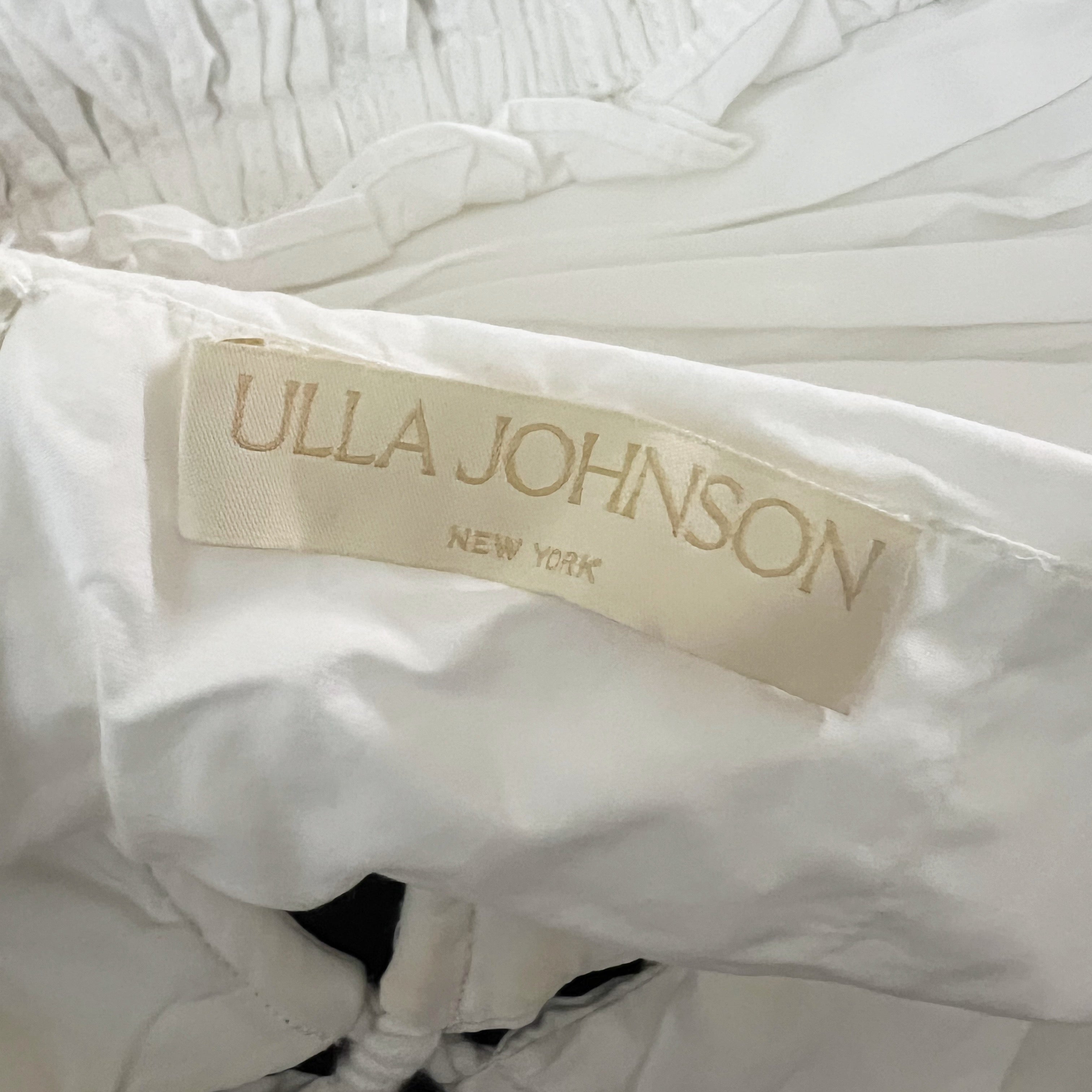 Ulla Johnson Adaleigh Cotton Ruched Ruffe Halter Neck Tank Top White 0