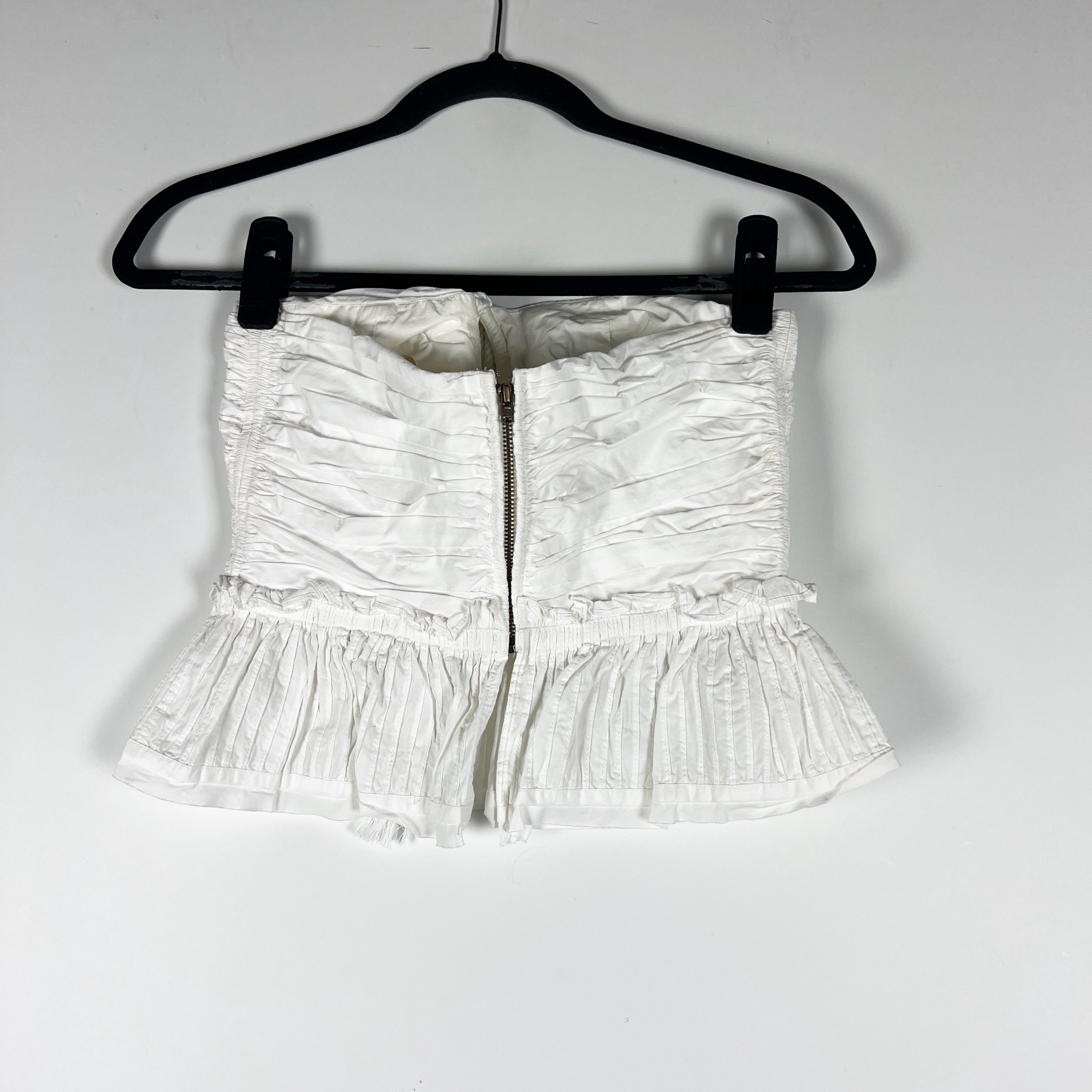 Ulla Johnson Adaleigh Cotton Ruched Ruffe Halter Neck Tank Top White 0