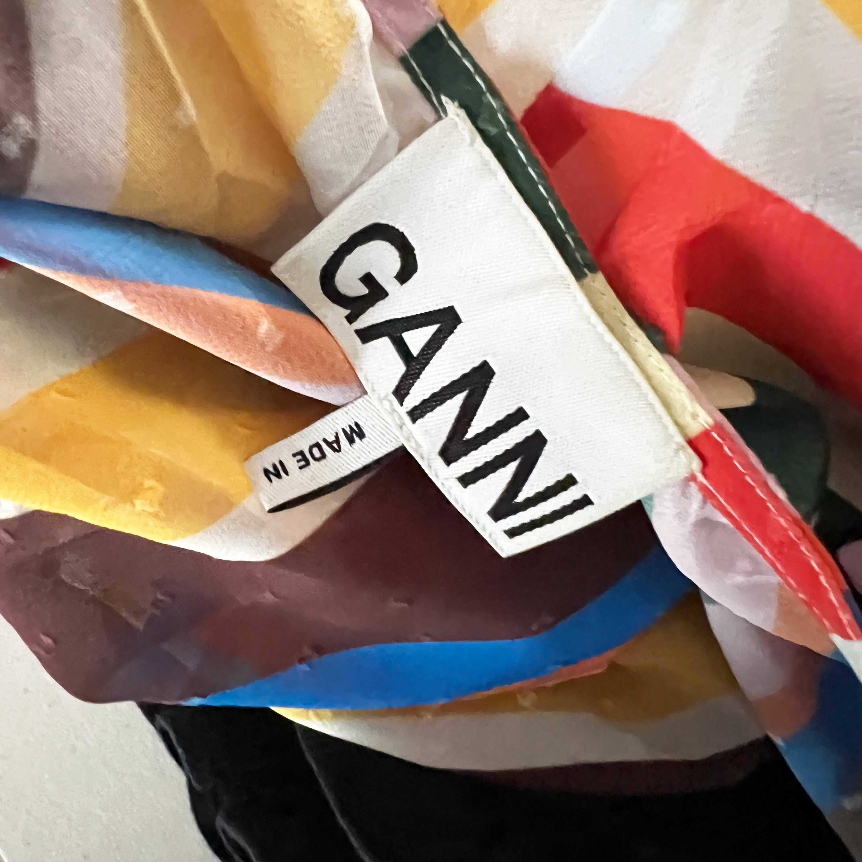 Ganni Light Chiffon Swiss Dot Textured Stripe Print Halterneck Midi Dress Small