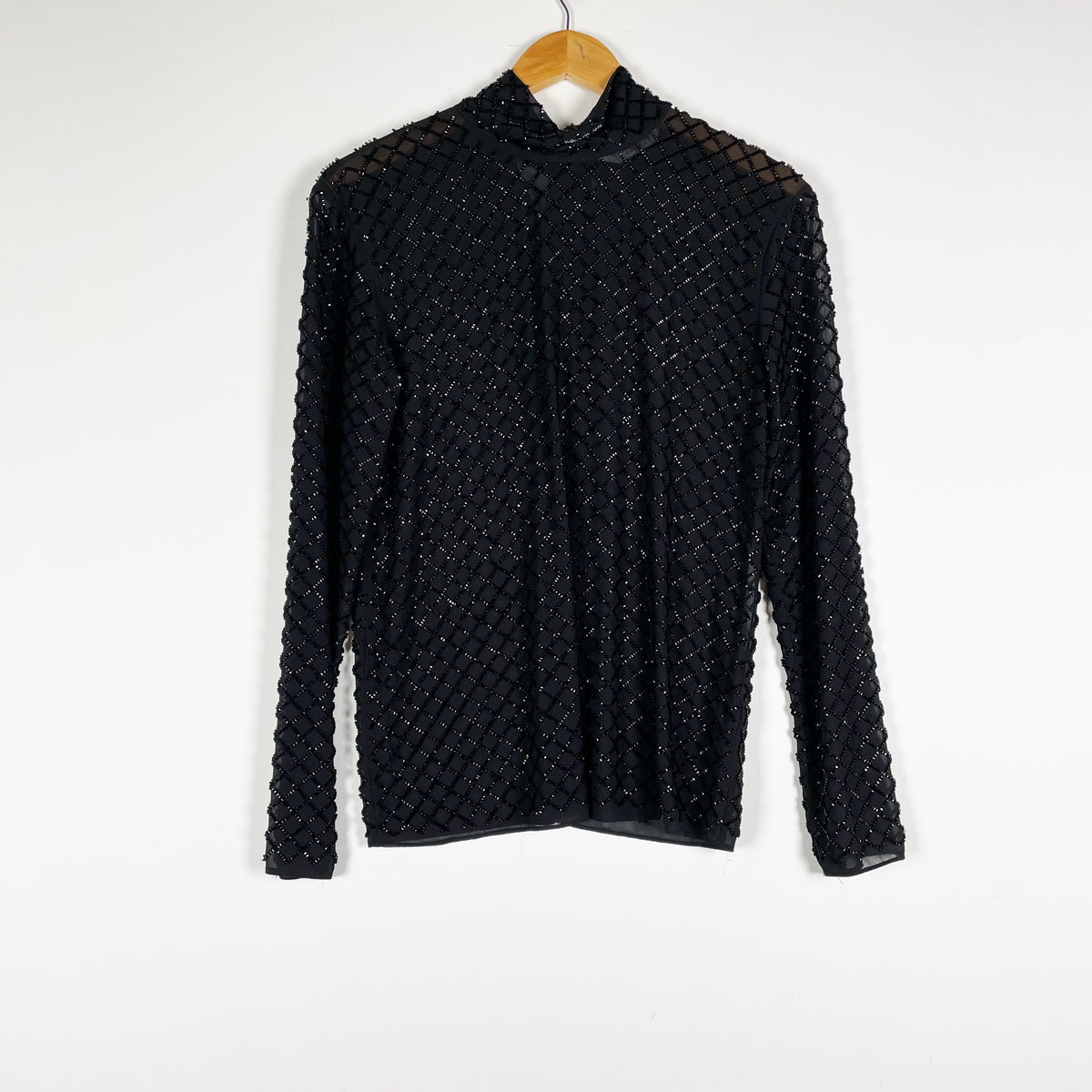 & Other Stories Beaded Embellished Chiffon Tie Neck Long Sleeve Blouse Shirt Top