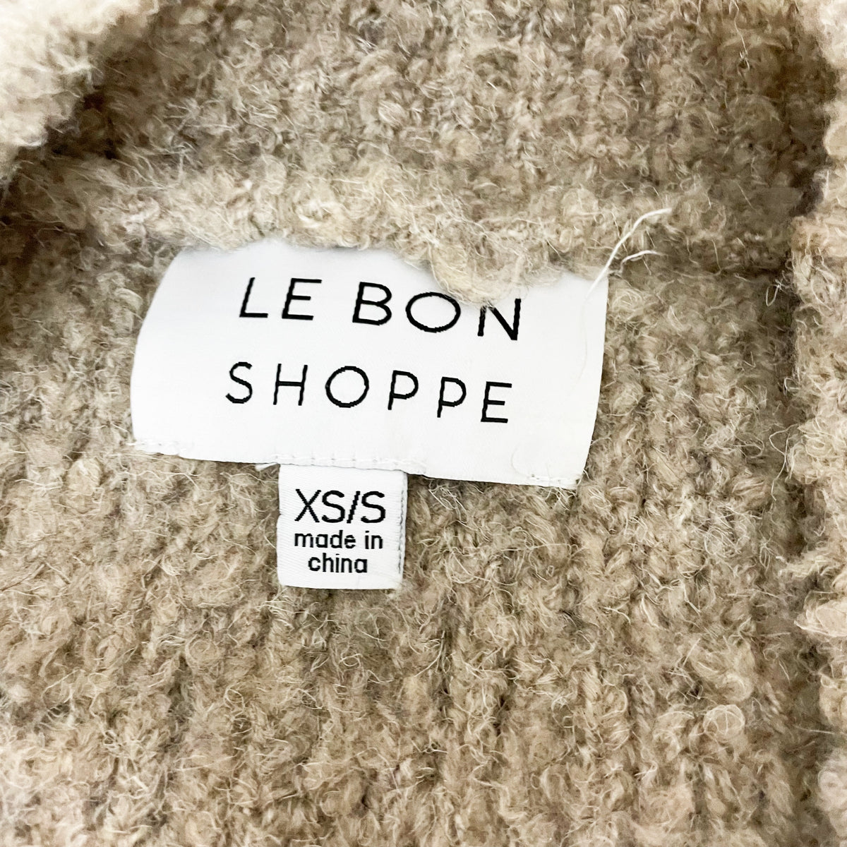 Le Bon Shoppe Chaud Wool Blend Knit Stretch Button Front Cardigan Sweater Beige