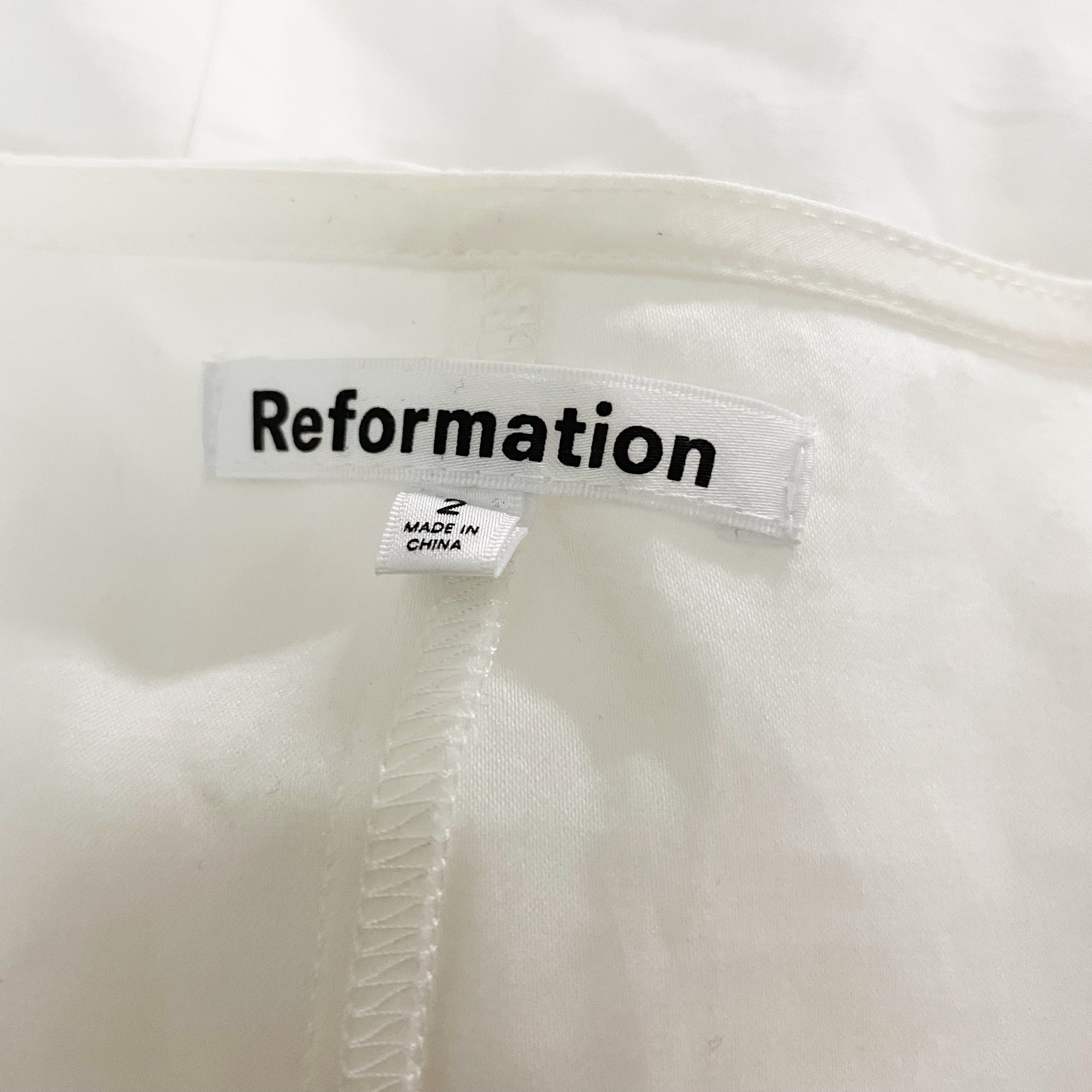 NEW Reformation Lawrence Organic Cotton Poplin Button Front Long Sleeve Blouse 2