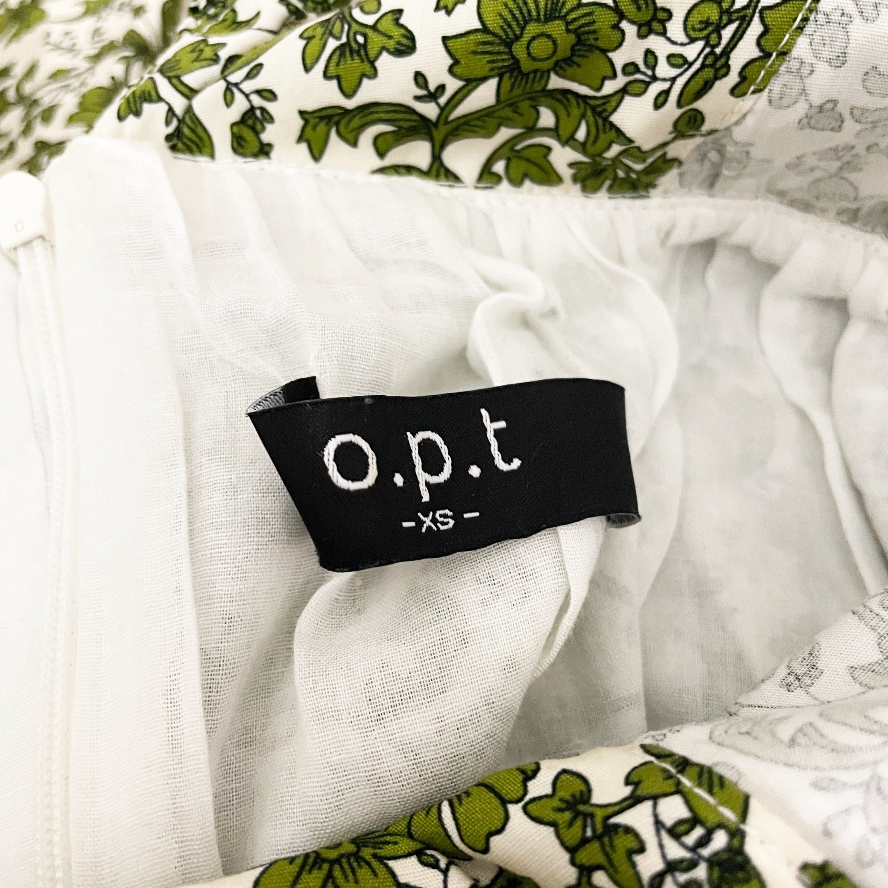 O.P.T Didi Cotton Poplin Freen Floral Flower Velvet Velour Bow Mini Dress XS