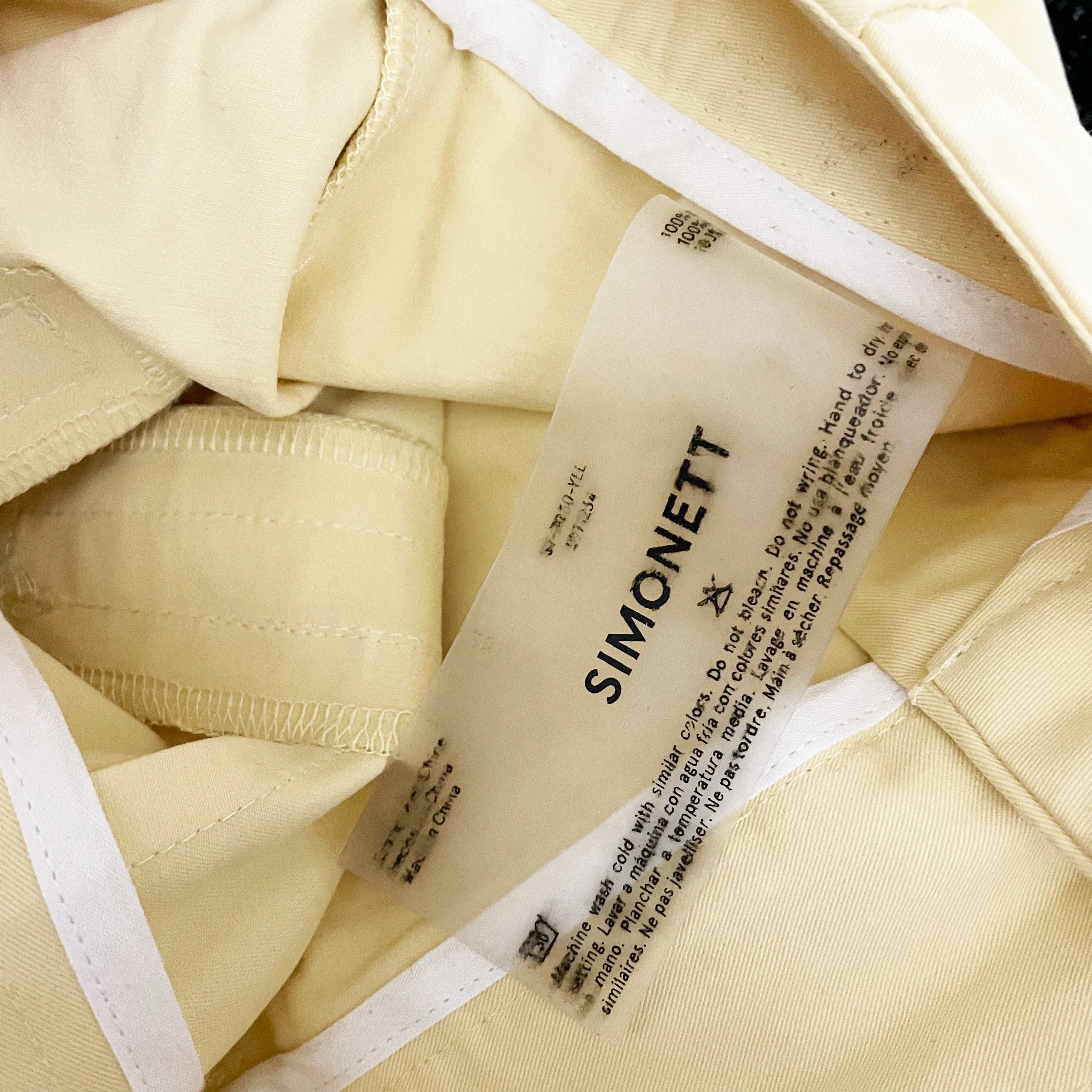 Simonett Cotton High Waisted Wide Leg Pleated Trouser Pants Butter Yellow XS