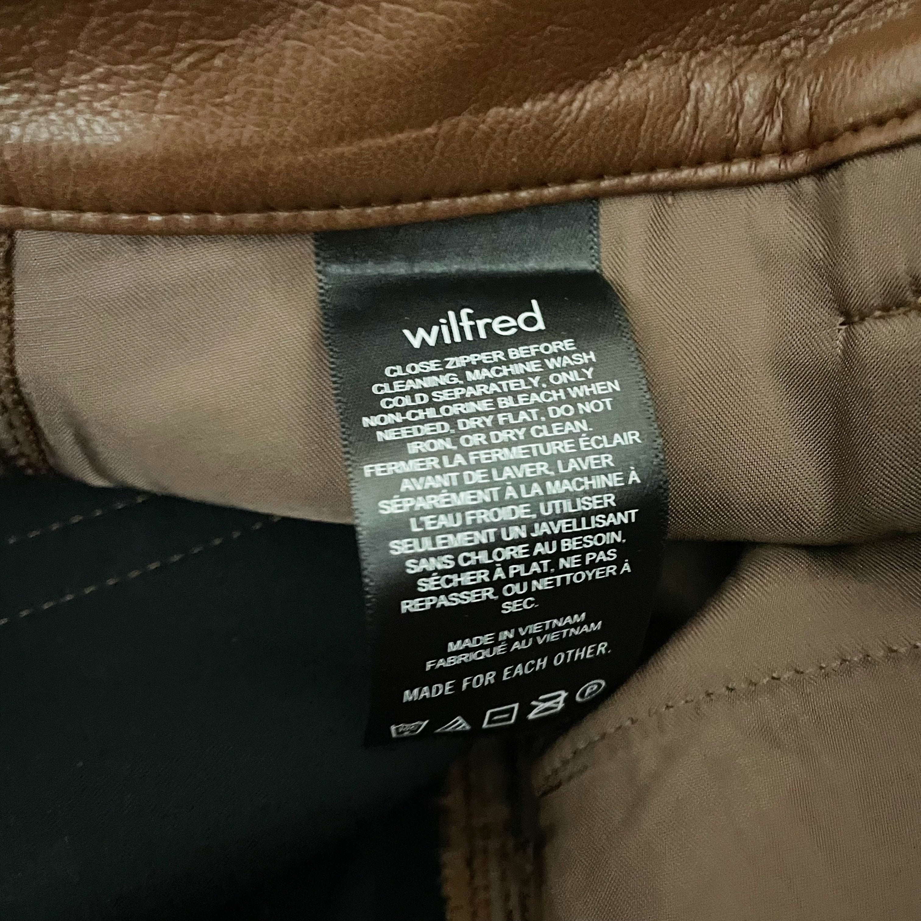 Wilfred Aritzia The Melina Faux Vegan Leather Straight Leg Trouser Pants Brown 2
