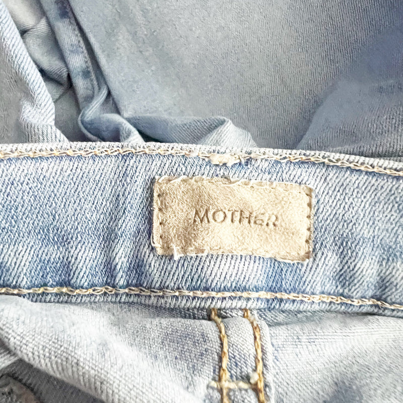 Mother Denim The Hustler Ankle Chew Cotton Distressed Flare Petal Plucker Jeans