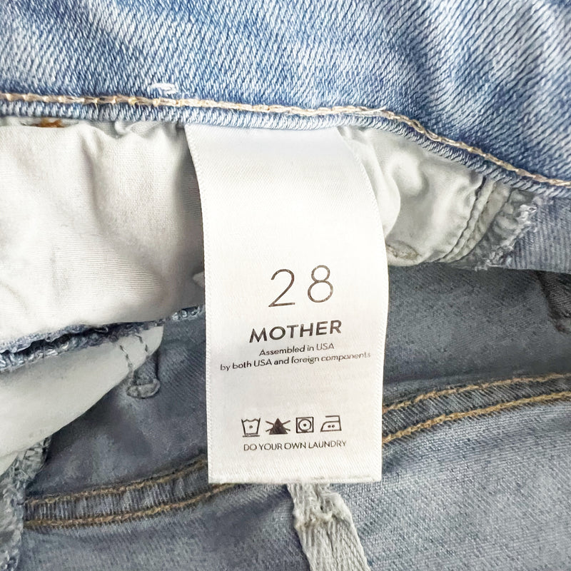 Mother Denim The Hustler Ankle Chew Cotton Distressed Flare Petal Plucker Jeans