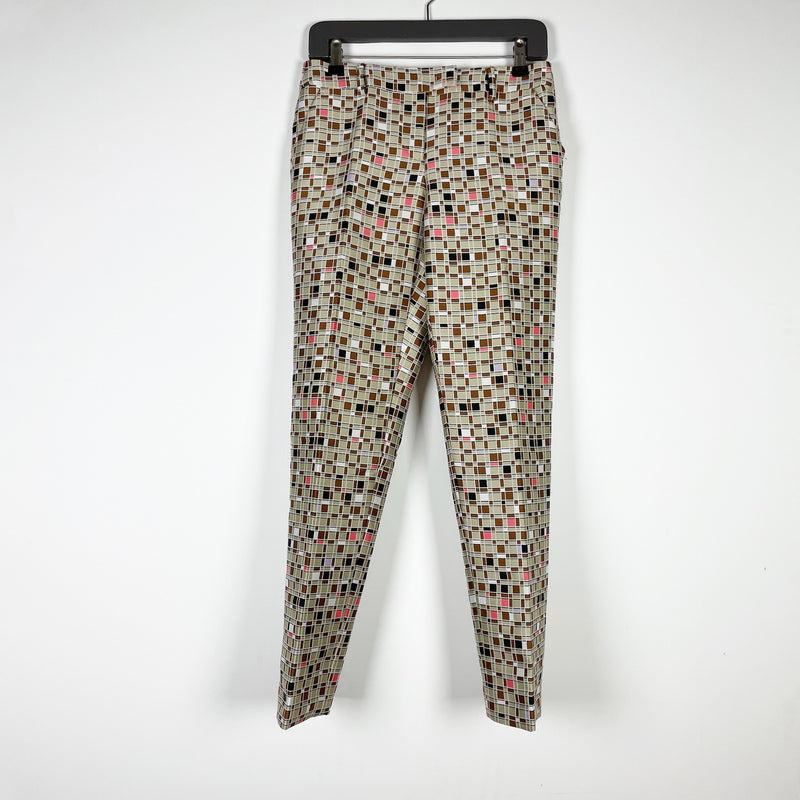Fendi Women's Made In Italy Wool Silk Blend Geometric Print Pattern Pants Small