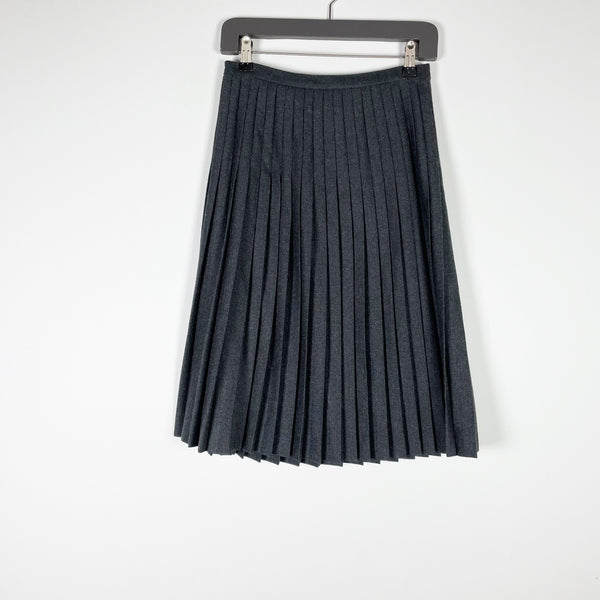 Fendi Made In Italy Women's Accordion Pleated Drop Waist Midi Skirt Gray 40