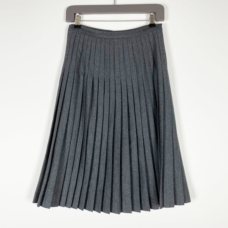 Fendi Made In Italy Women's Accordion Pleated Drop Waist Midi Skirt Gray 40