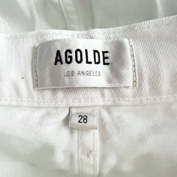 Agolde Denim Riley High Rise Straight Leg Crop Cotton Stretch Jeans White 28