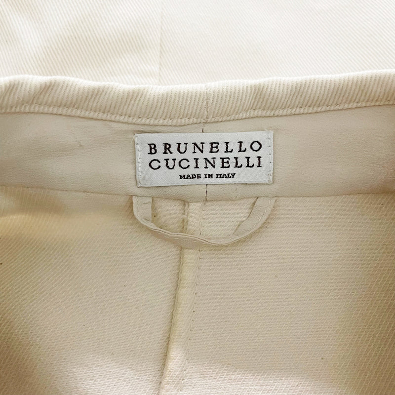 Brunello Cucinelli Made In Italy Women's Cotton Snap Button Blazer Jacket Ivory