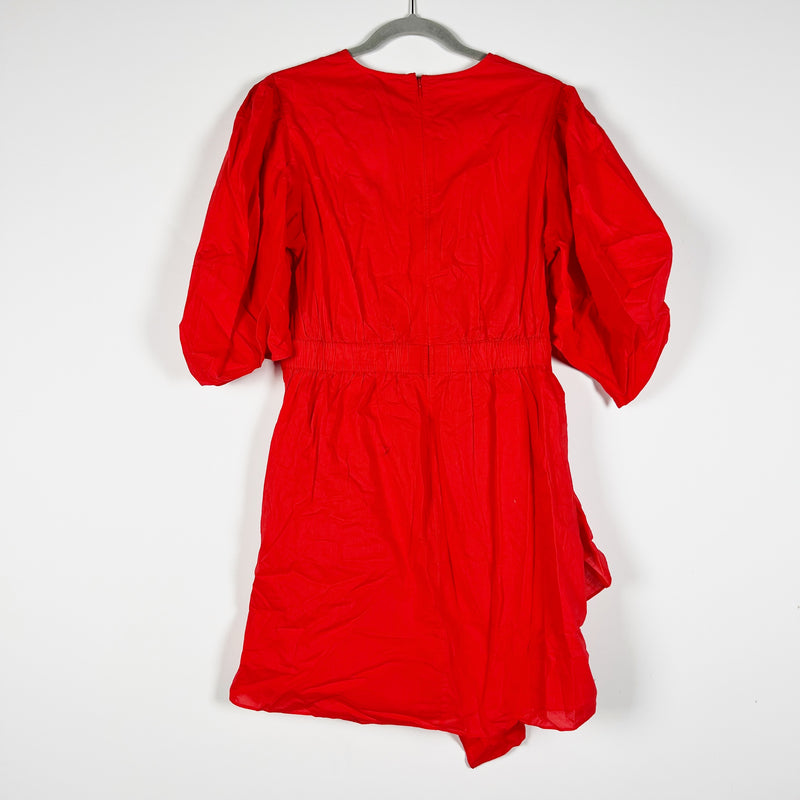 NEW Rhode Pia Organic Cotton Puff Half Sleeve Ruffle Mini Party Dress Chili Red