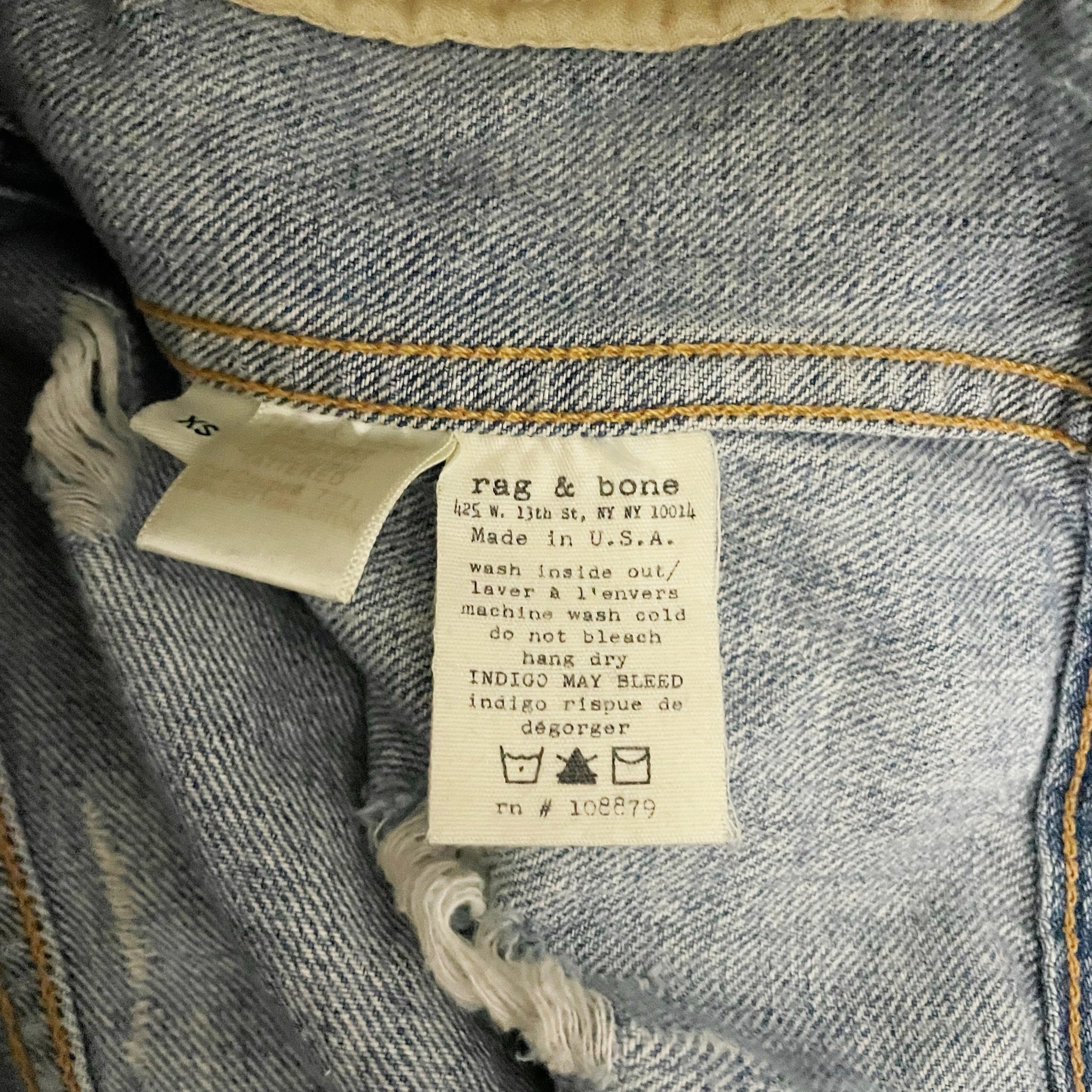 Rag &amp; Bone Women's Cotton Distressed Tattered Sleeveless Collared Vest Jacket XS