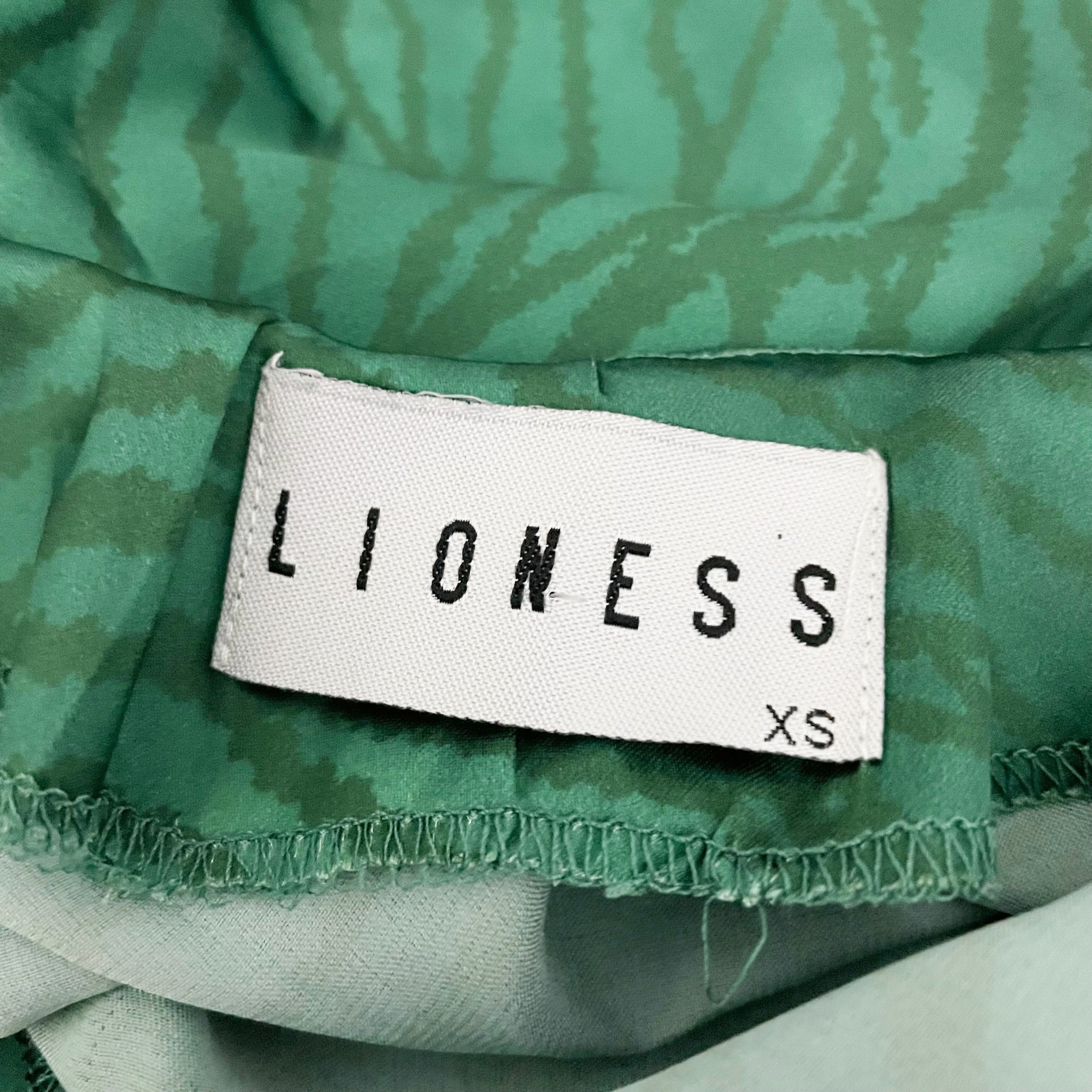 Lioness Palila Satin Forest Green Printed Ruched Draped Mini Party Dress XS