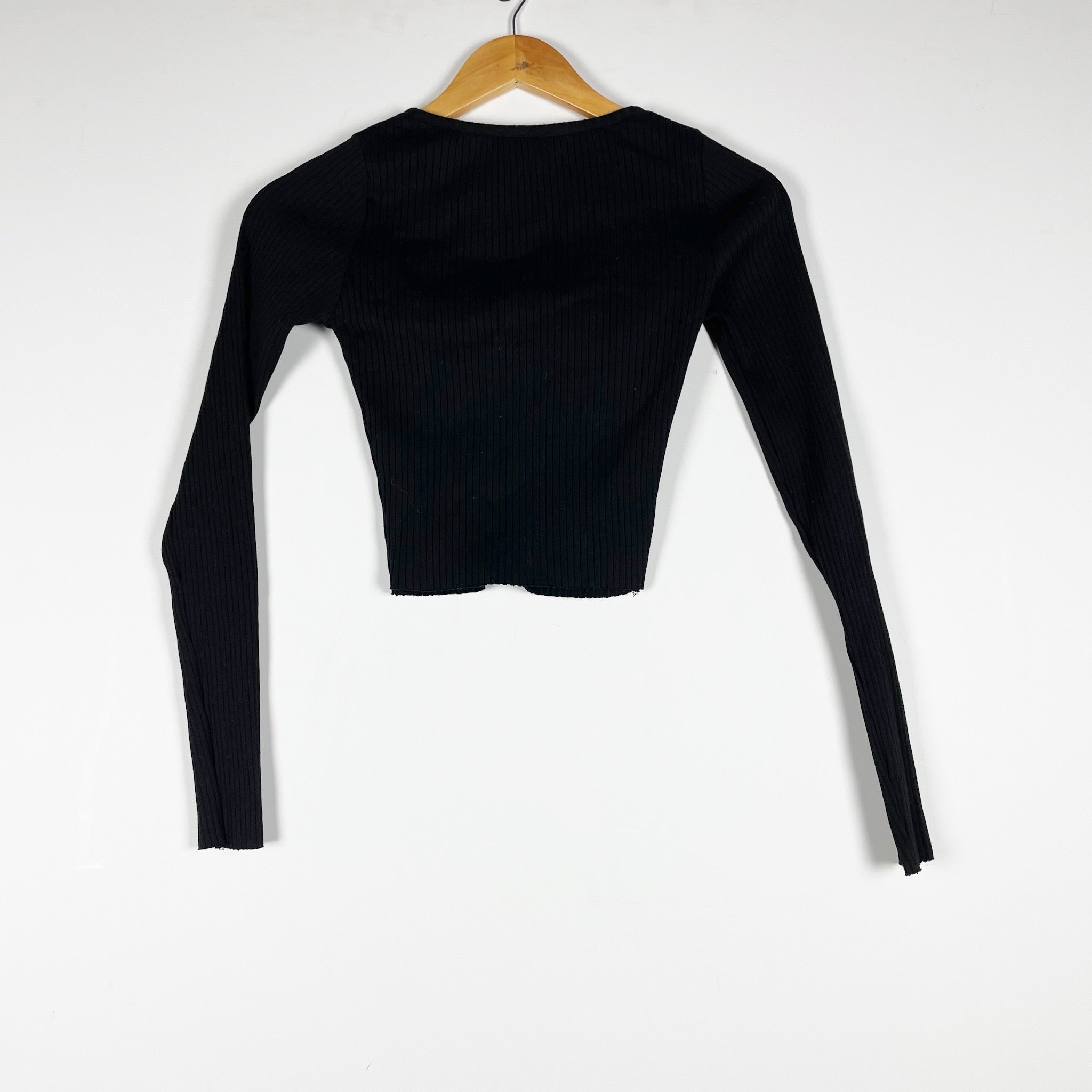 NEW Zara Women's Ribbed Knit Stretch VNeck Button Front Cropped Cardigan Sweater