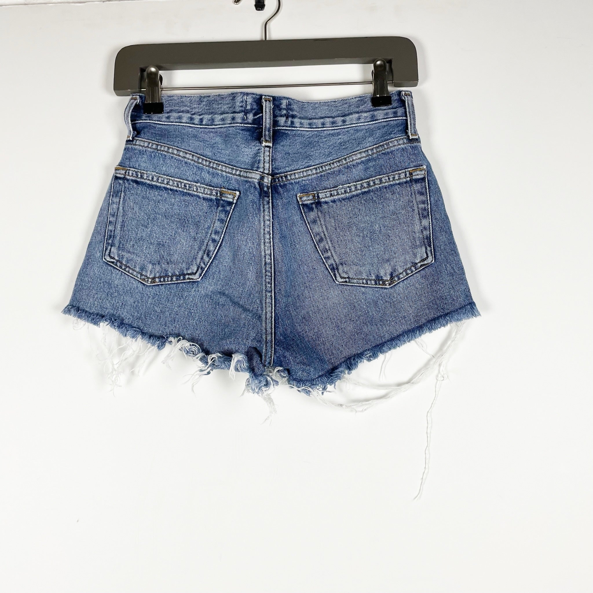 Agolde Parker Vintage Cut Off Cotton Denim Distressed Jean Short Lowkey Wash 23
