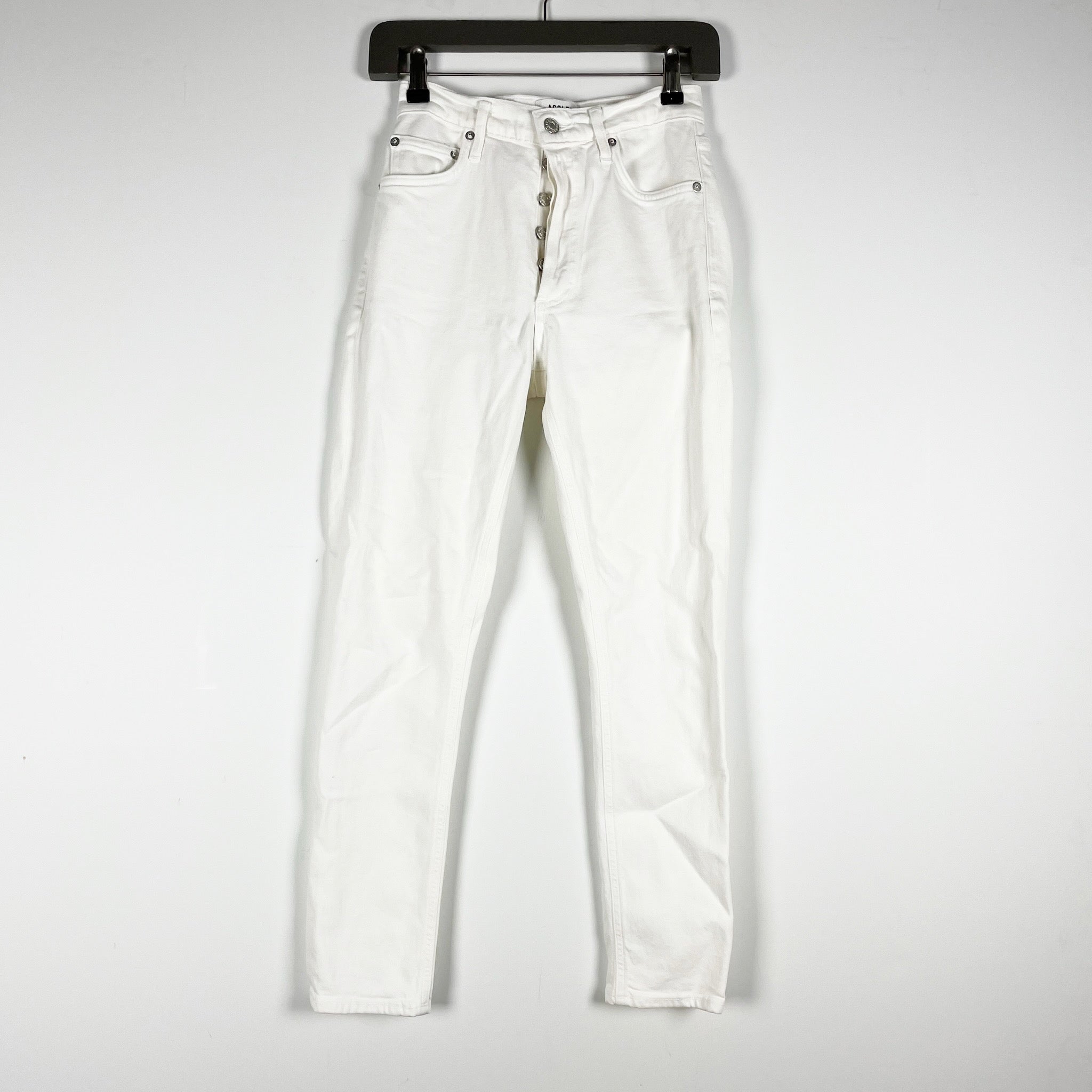 Agolde Denim Nico High Rise Slim Cotton Stretch Jeans Radiate White 23