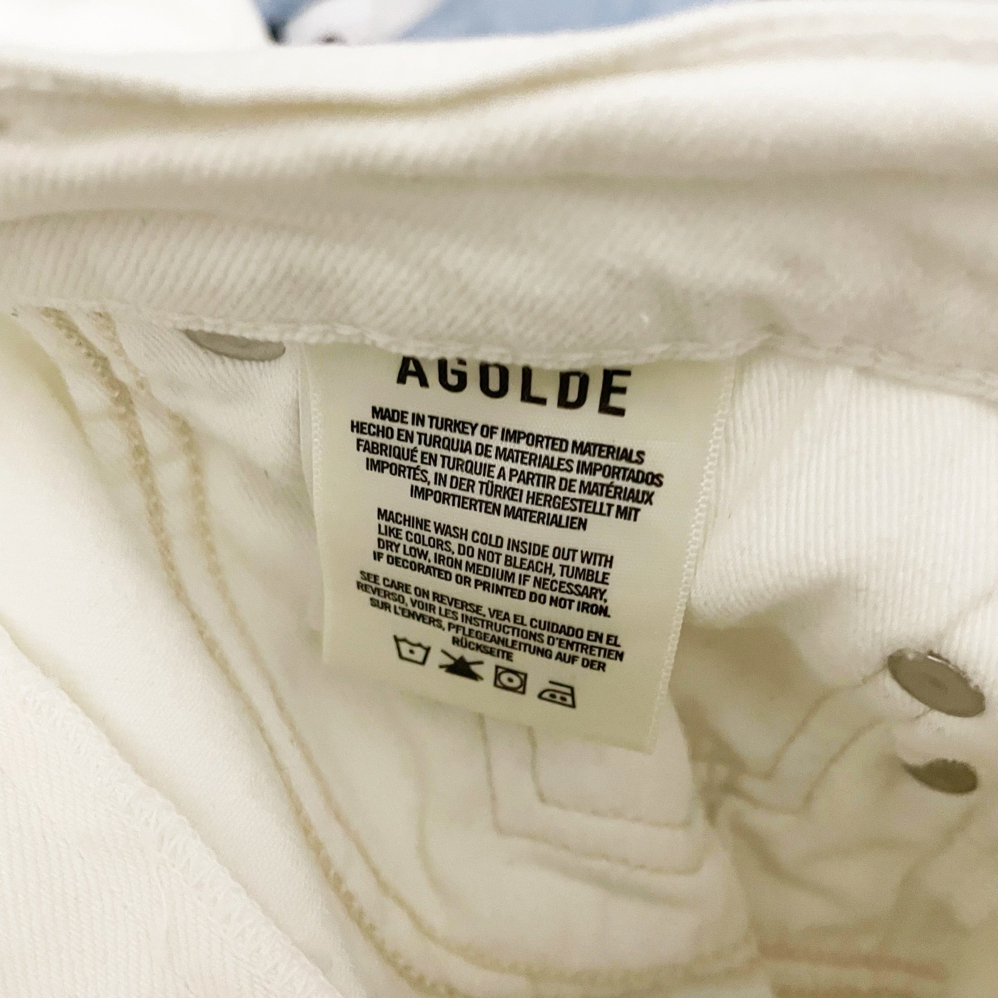 Agolde Denim Nico High Rise Slim Cotton Stretch Jeans Radiate White 23