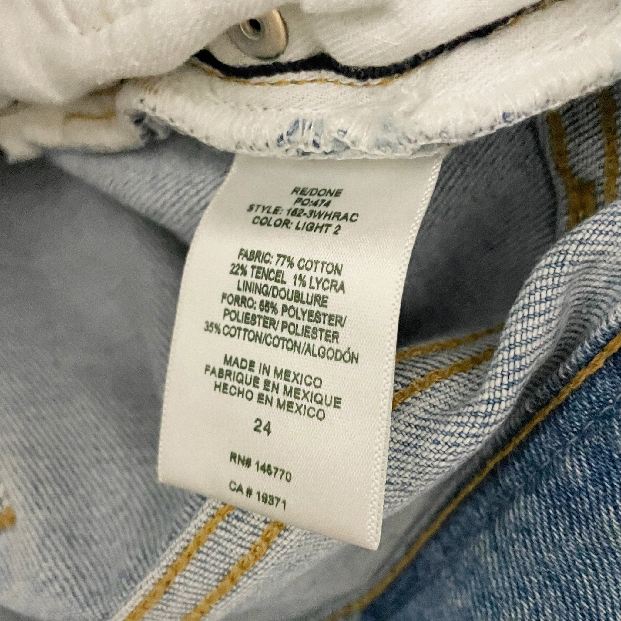 Re/Done Women's 90's High Rise Cotton Tencel Stretch Skinny Denim Jeans 24
