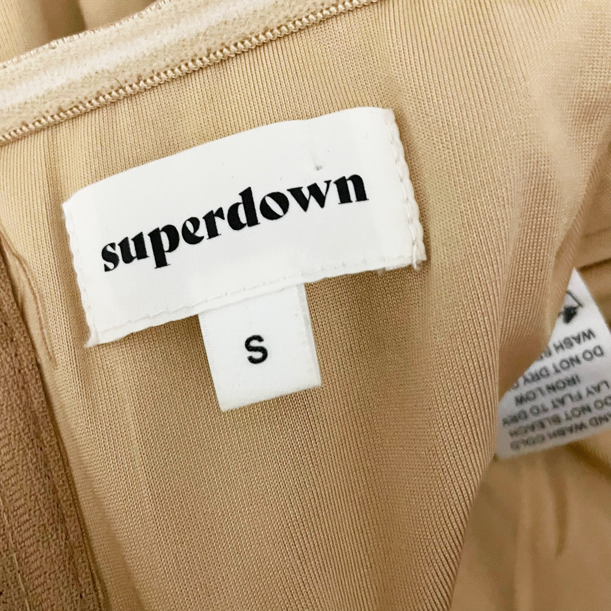 Superdown Savannah Strapless Ruched Mesh Tulle Corset Tank Top Nude Small