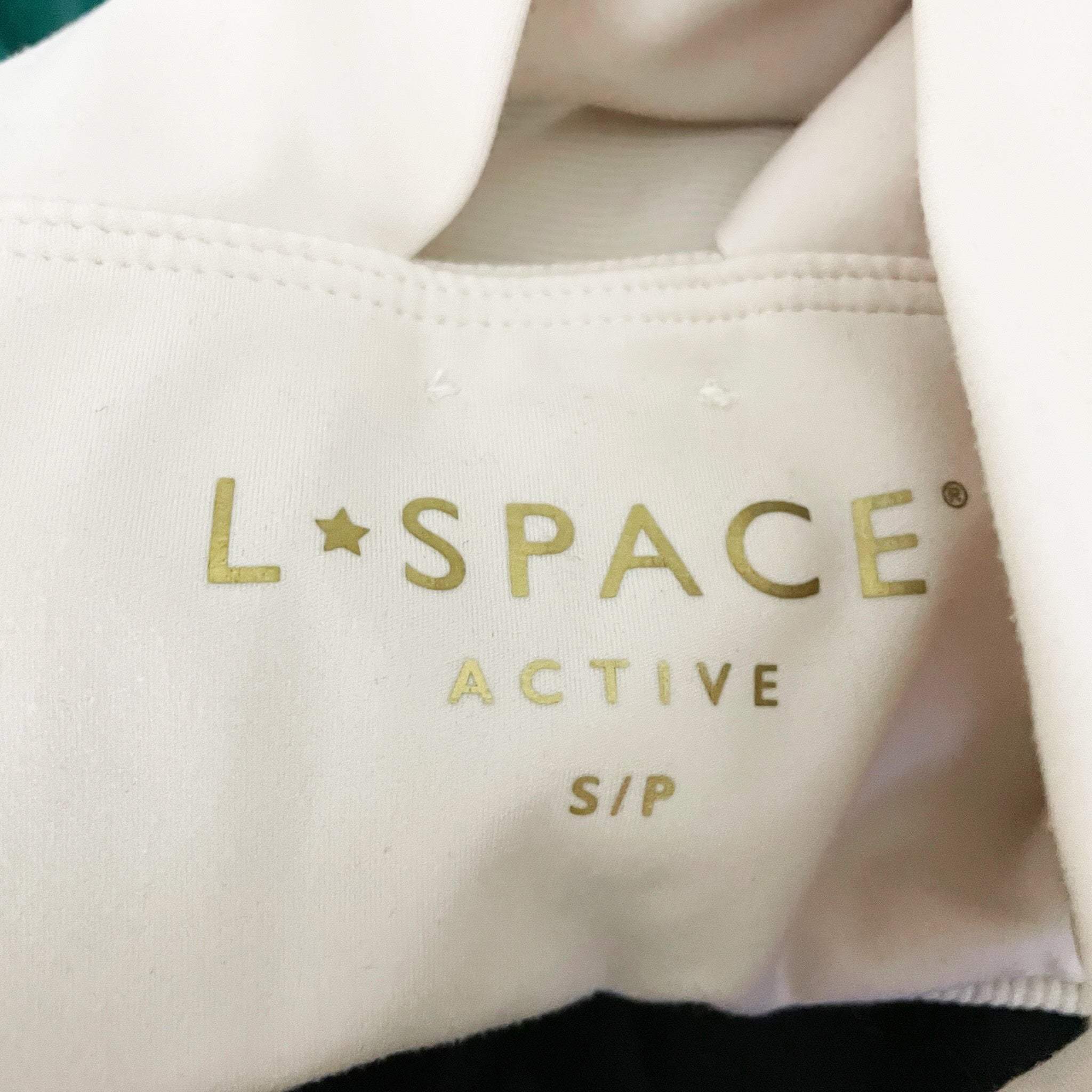 L*Space Active Ribbed Cut Out Thick Strap Athletic Work Out Sports Bra Top Ivory