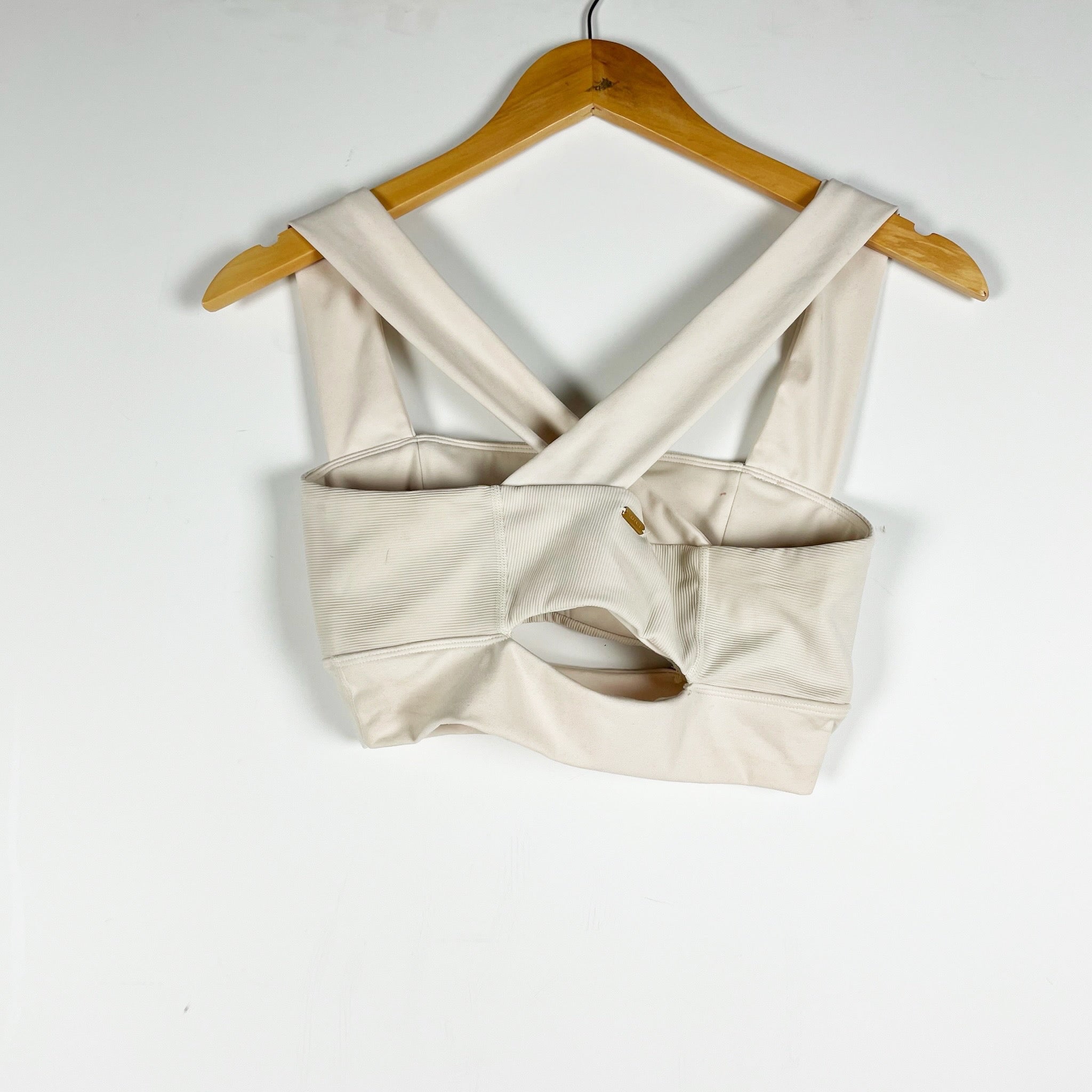 L*Space Active Ribbed Cut Out Thick Strap Athletic Work Out Sports Bra Top Ivory