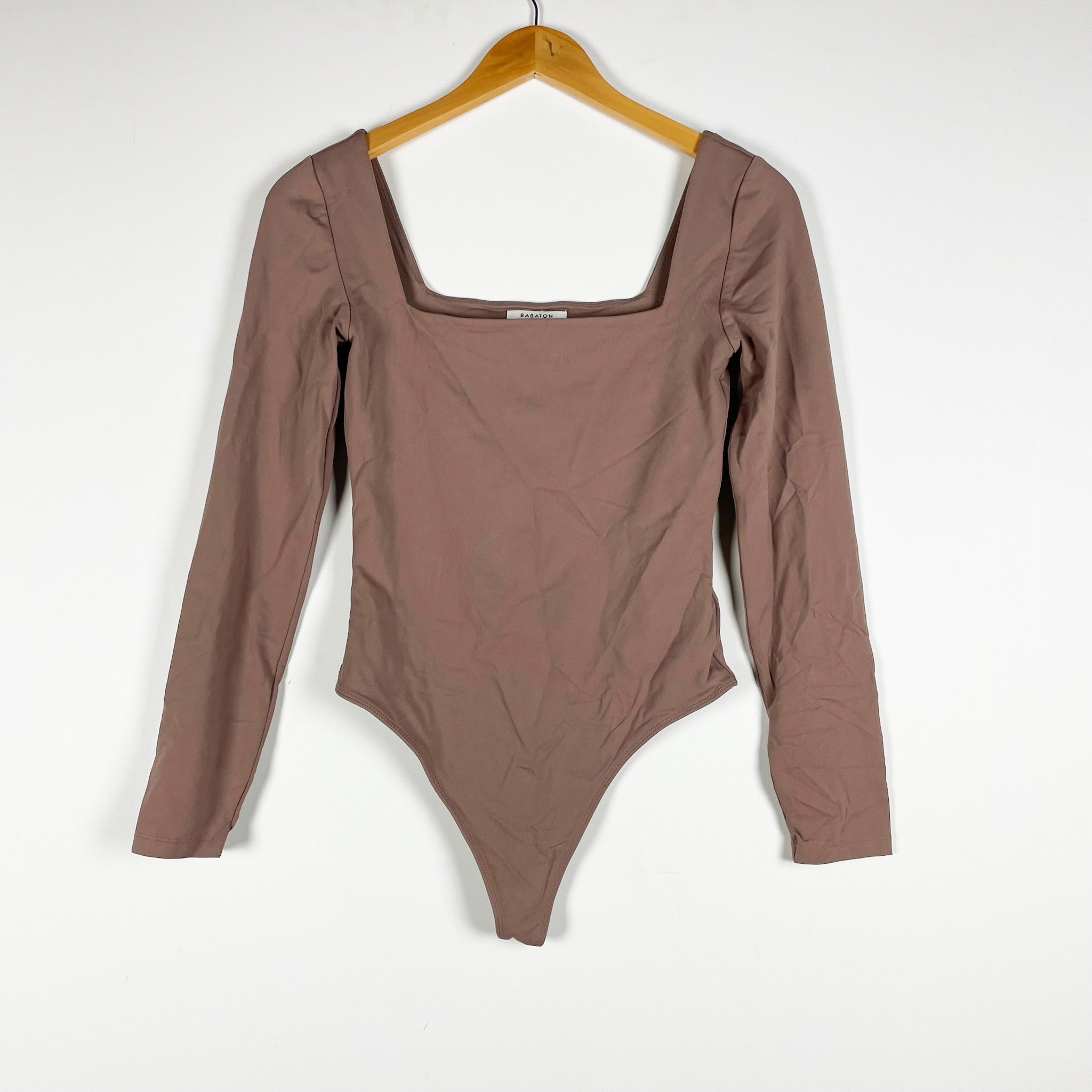 Aritzia Babaton Contour Squareneck Long Sleeve One Piece Bodysuit Shirt Top M