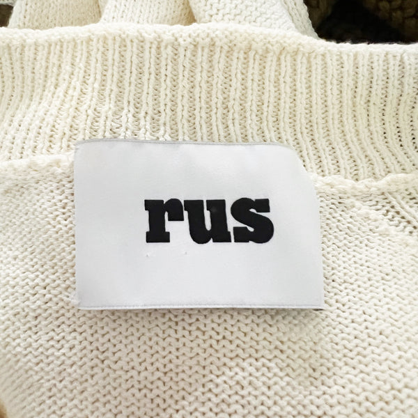Rus Cotton Crepe Knit Stretch Deep V Neck Sleeveless Pullover Side Slit Sweater