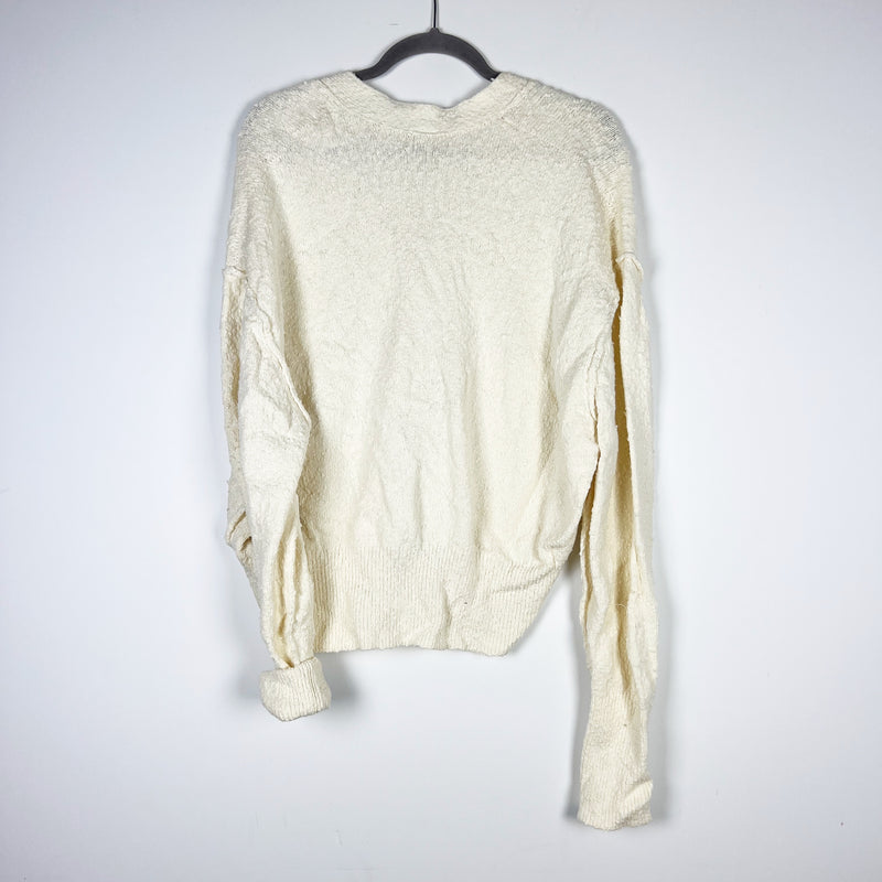 NEW Free People Found My Friend Cotton Knit Stretch Cardigan Sweater Cream Small