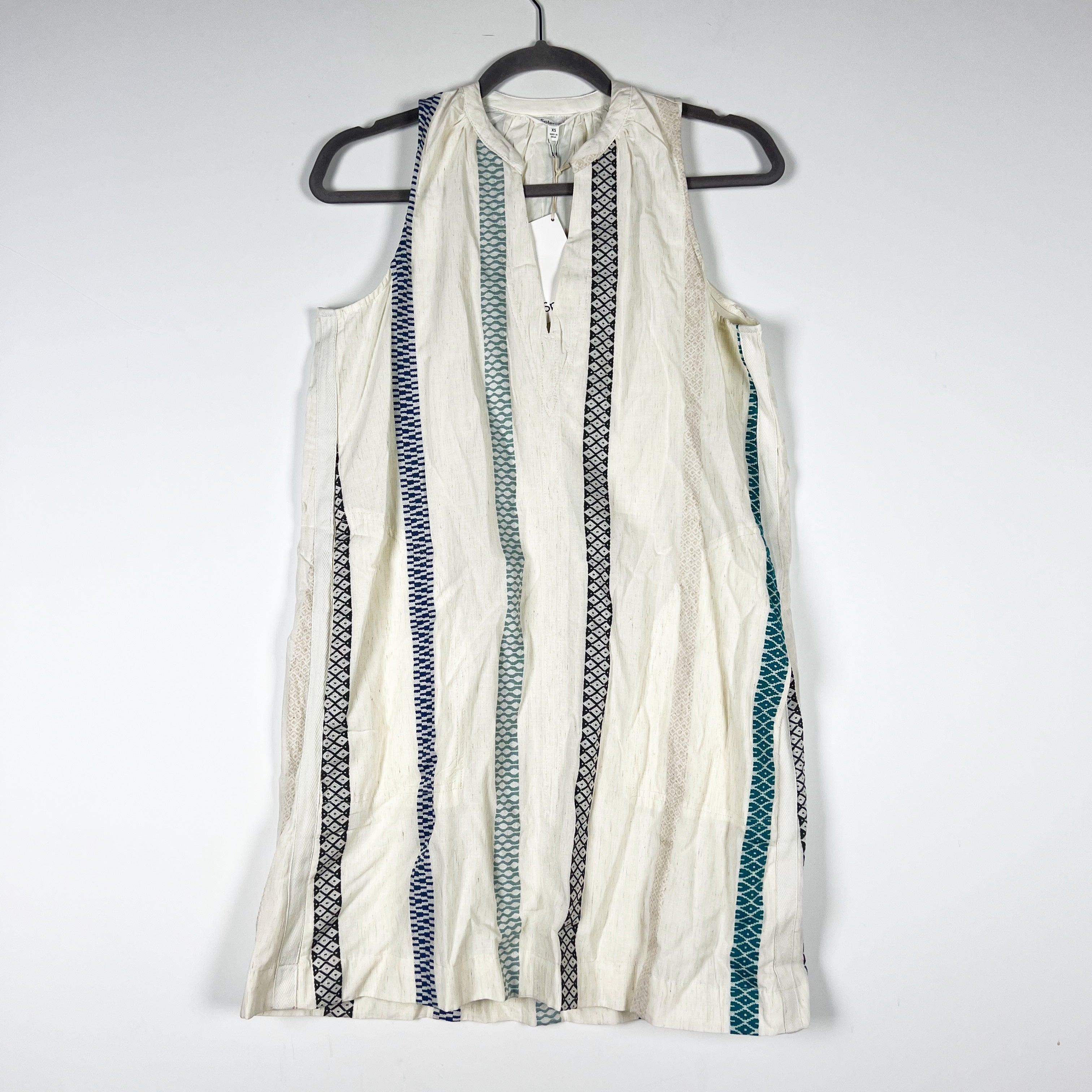 NEW Splendid Mary Cotton Linen Blend Embroidered Sleeveless V Neck Mini Dress XS