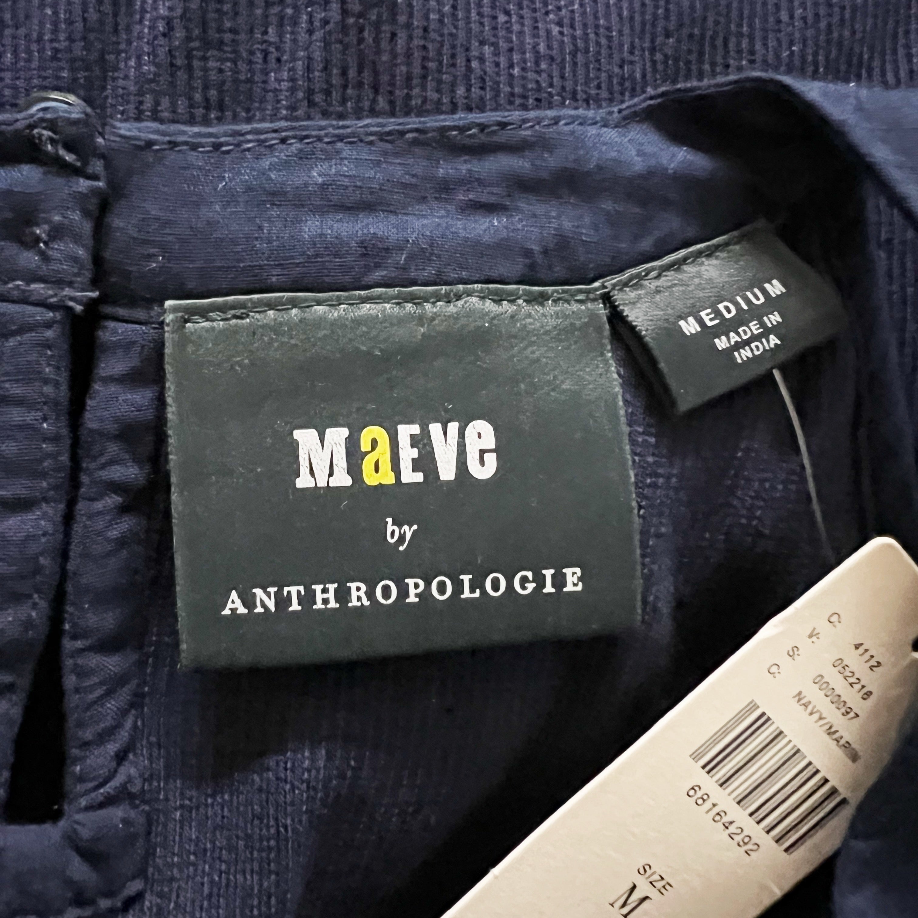 NEW Maeve Anthropologie Ruffled Rib Halter Tank Sleeveless Cotton Stretch Blue M