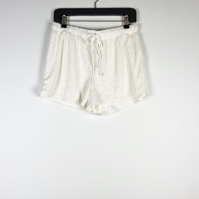 NEW Z Supply Favorite Rib Terry Pull On Mini Lounge Shorts Cloud Dancer Ivory M