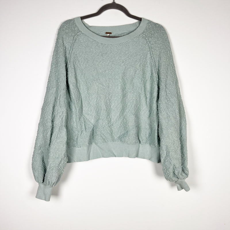 Free People Found My Friend Cotton Crew Pullover Sweatshirt Sweater Misty Jade