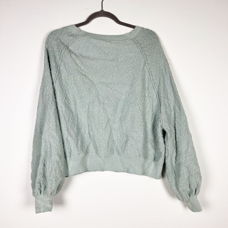 Free People Found My Friend Cotton Crew Pullover Sweatshirt Sweater Misty Jade