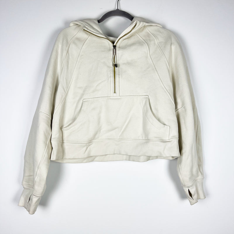 Lululemon Women’s Scuba Pullover Half-Zip Hoodie Gold Zip Natural Ivory M/L