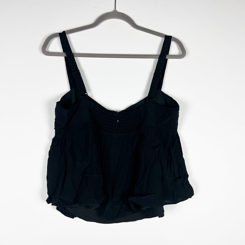 NEW Anthropologie Mare Mare Notch Neck Sleeveless Chiffon Tank Top Black Medium