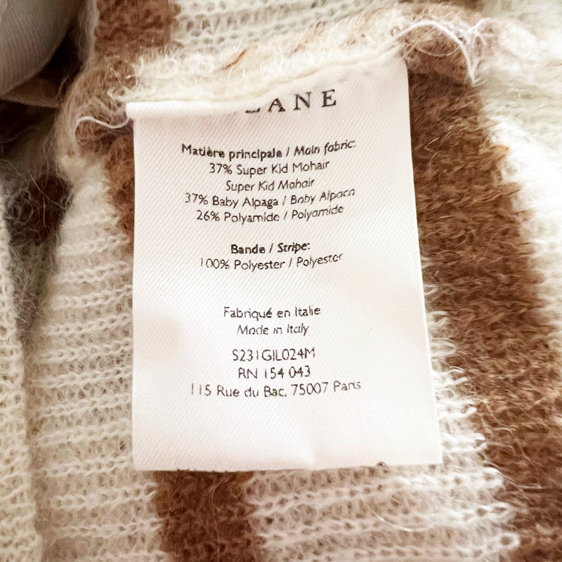 Sezane The Barry Super Kid Mohair Baby Alpaca Knit Stretch Ecru Camel Cardigan S