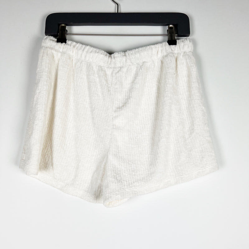 NEW Z Supply Favorite Rib Terry Pull On Mini Lounge Shorts Cloud Dancer Ivory M