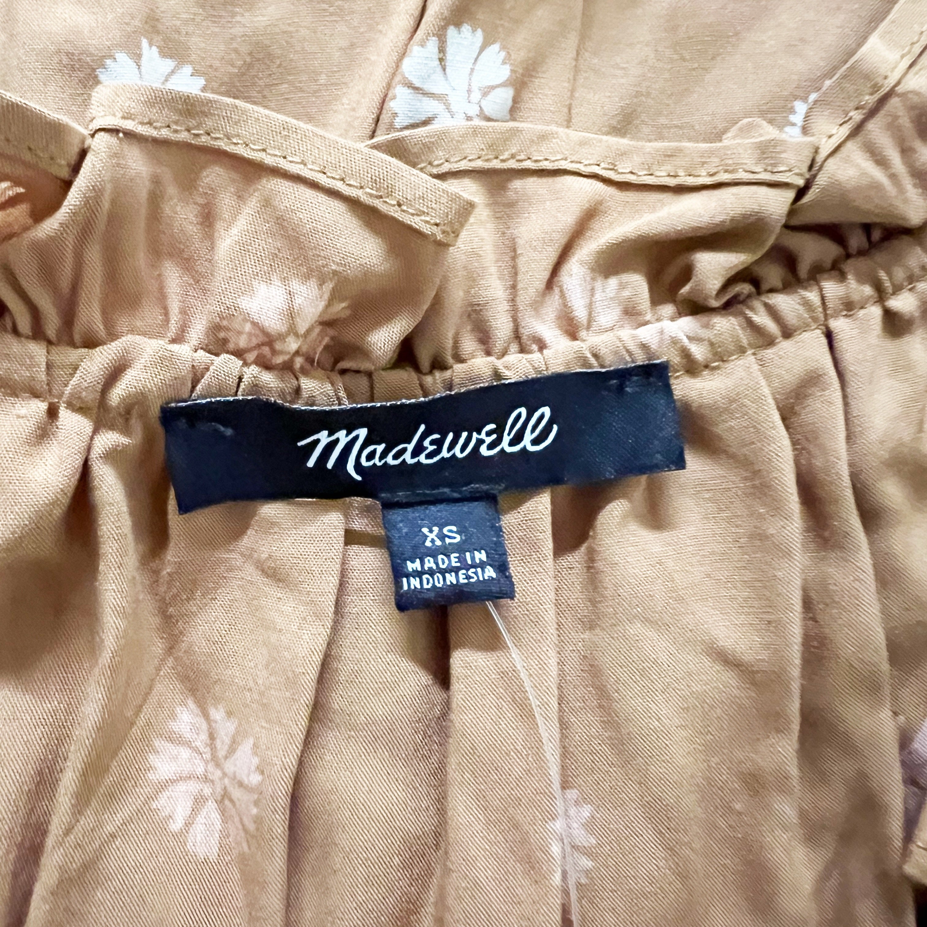 NEW Madewell Tie Neck Tiered Pullover Warm Hickory Floral Flower Print Dress XS