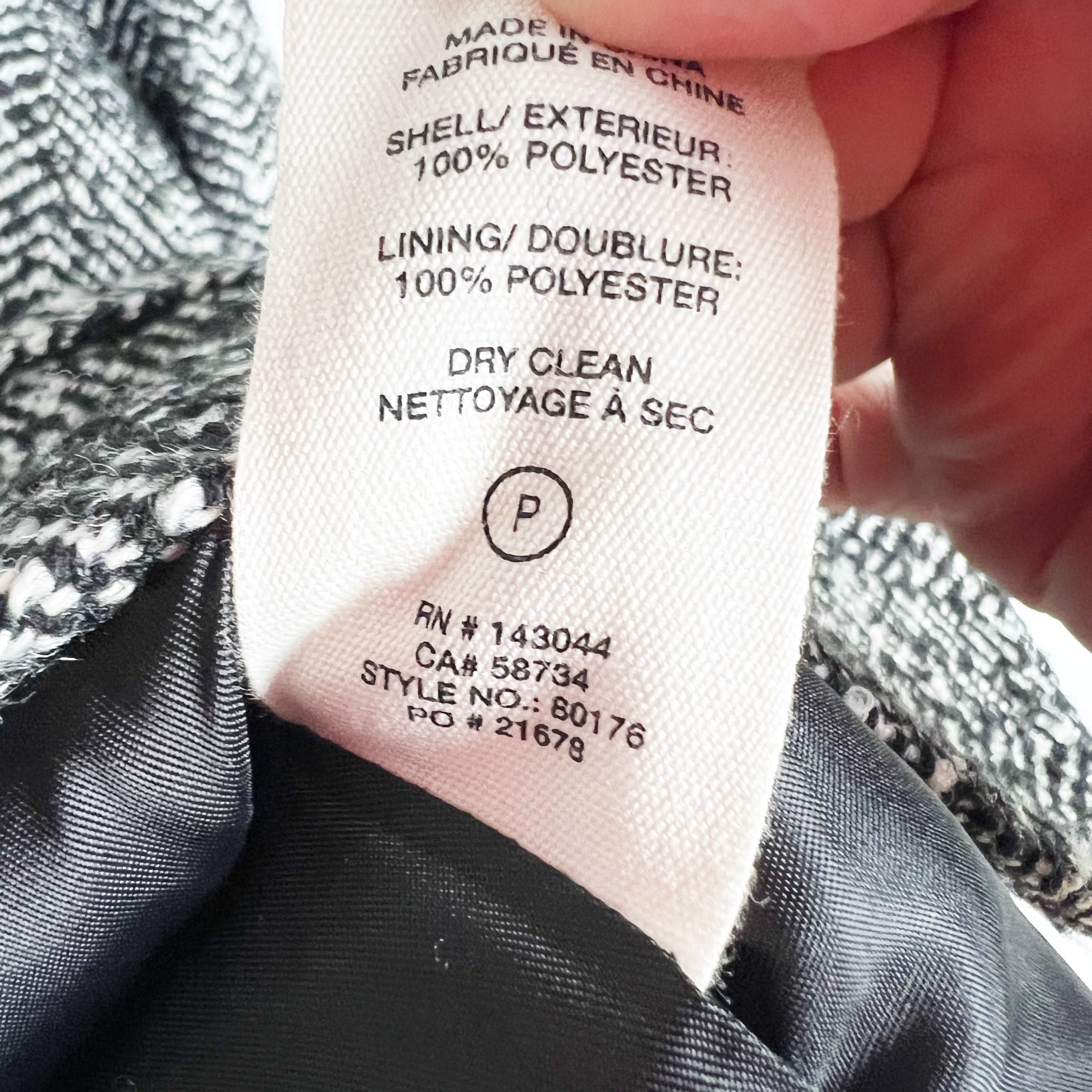 NEW Avec Les Filles Black White Woven Houndstooth Button Front Blazer Jacket XS