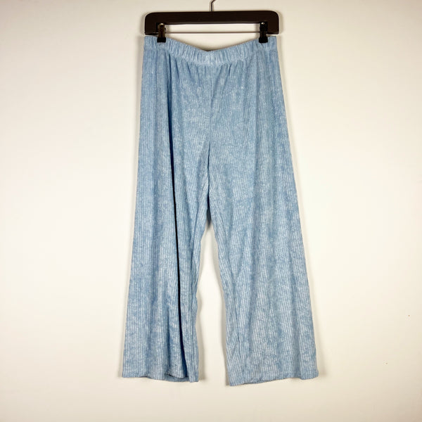 NEW Z Supply Beachy Rib Terry Straight Leg Pull On Casual Lounge Pants Blue Jay